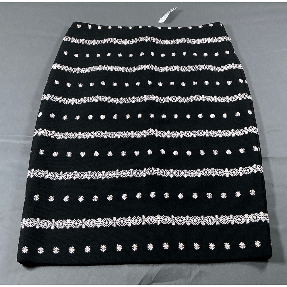 New York & Company 7th Avenue Floral Stripe Pencil Skirt Black White XL NWT